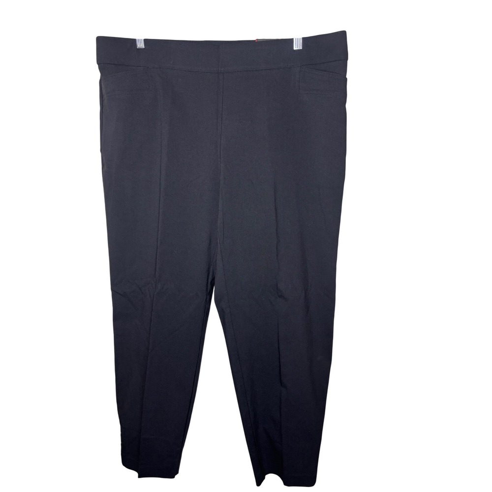 Avenue Women Black Ankle Pants Size 20 Average Pull On Silver Stud Hem NWT